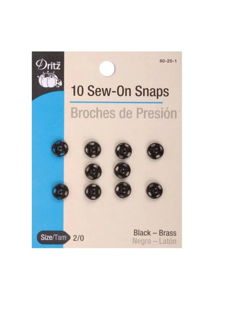 Dritz Sew-On Snaps Black Size 2/0 10pcs - Image 3