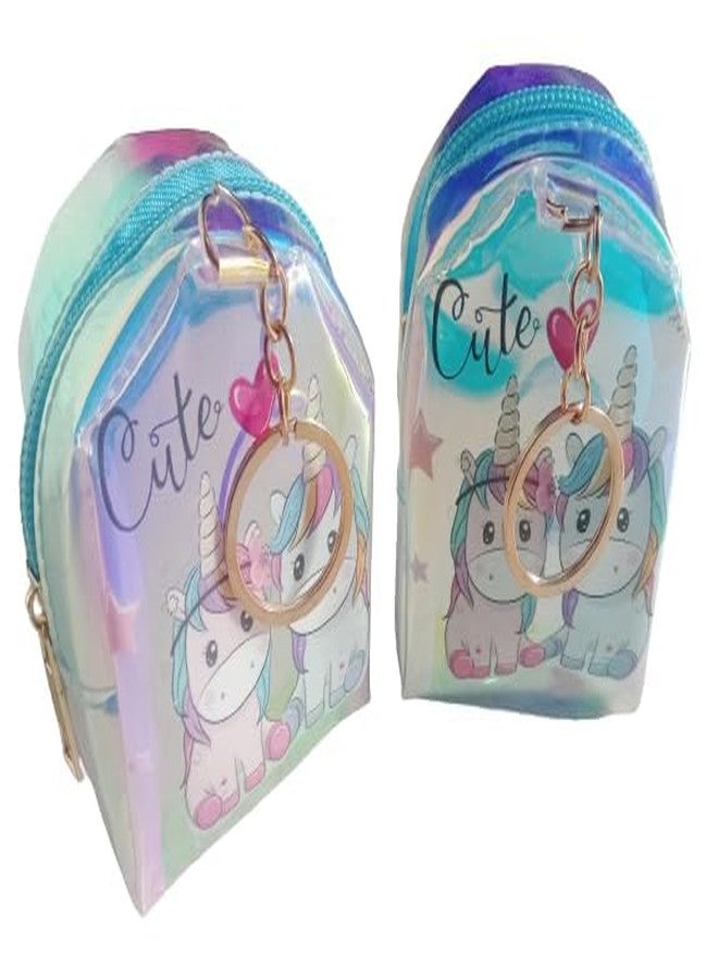 ZOKCY® (Pack of 2 Pcs) Cute Small Rainbow Unicron Purse for Girls with Chain/Stylish Unicorn Purse for Girls/Handbag/Sling Bag/Purse/Expression Bag/Birthday Return Gift for Kids - Image 1