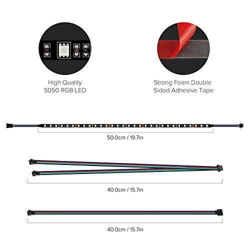 BTF-LIGHTING PC RGB Strip 2PCs 19.7in for 12V 4Pin LED Headers for ASUS Aura Sync, Gigabyte RGB Fusion, MSI Mystic Light - Image 4