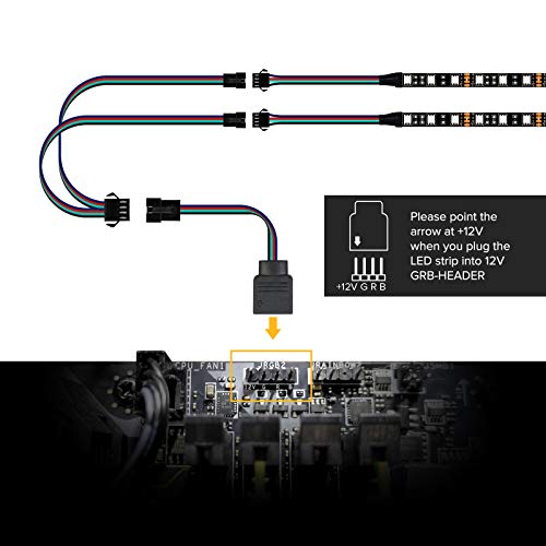 BTF-LIGHTING PC RGB Strip 2PCs 19.7in for 12V 4Pin LED Headers for ASUS Aura Sync, Gigabyte RGB Fusion, MSI Mystic Light - Image 5