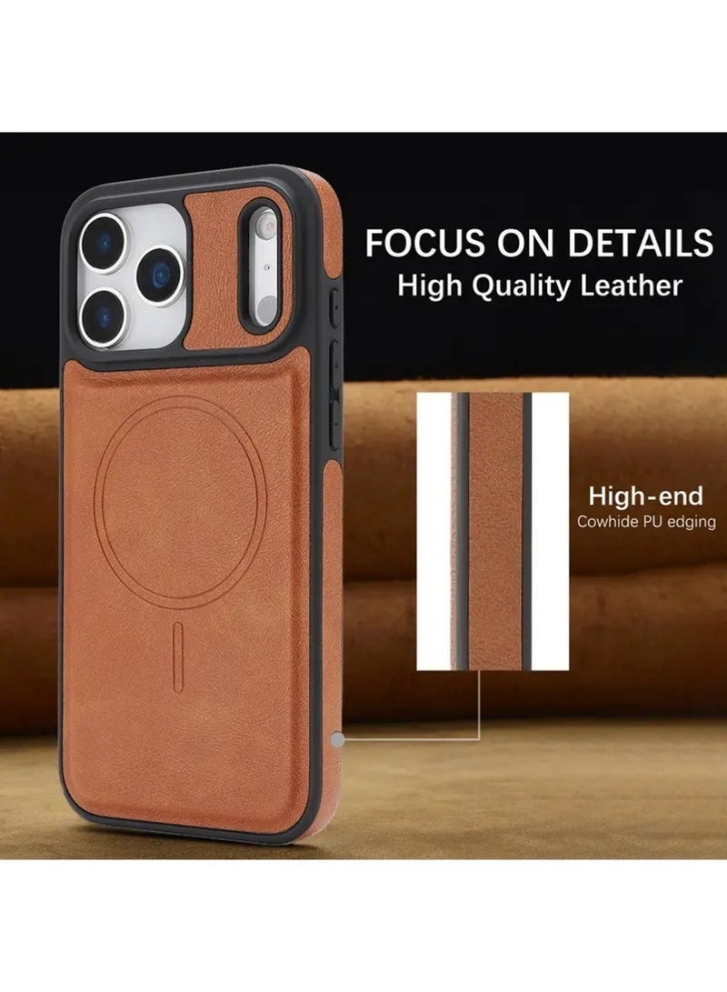 غطاء حماية لهاتف iPhone 17 Pro، غطاء هاتف بشحن لاسلكي مغناطيسي، غطاء بتصميم عملي متوافق مع Apple 17 Pro - لمسة نهائية غير لامعة فاخرة باللون البني، تصميم كامل الحماية ضد السقوط، غطاء مقاوم للسقوط - Image 3