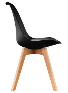 Galaxy Design alaxy Design Modern Dining Chair Plastic Shell With Leather Cushion on Seat & Wooden Legs Black Model- JEAM2.  - Image 3