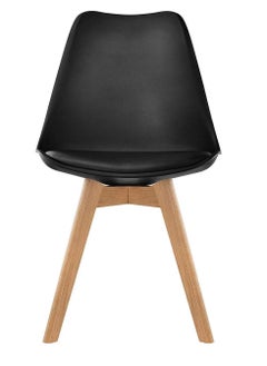 Galaxy Design alaxy Design Modern Dining Chair Plastic Shell With Leather Cushion on Seat & Wooden Legs Black Model- JEAM2.  - Image 2