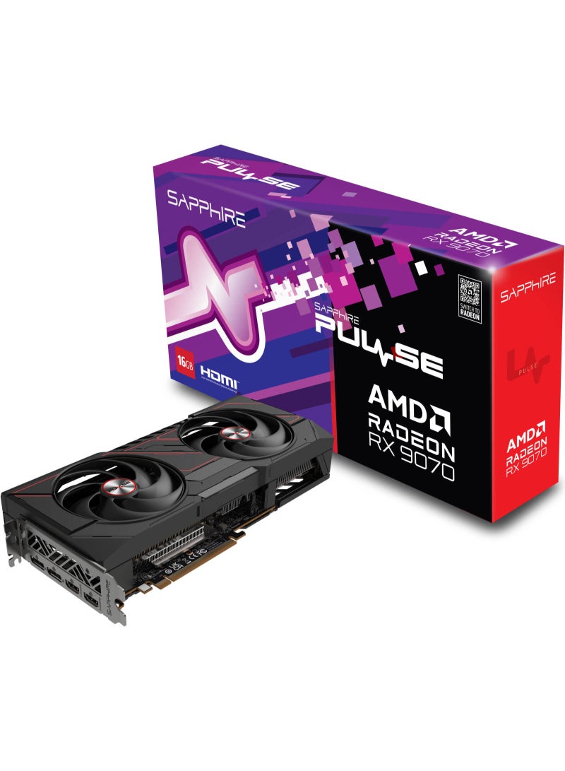 Sapphire PULSE AMD Radeon RX 9070 Graphics Card, 16GB GDDR6 256-Bit Memory, 2520 MHz Boost Clock, 20 Gbps Memory Clock, 3584 Stream Processors, PCI-Express 5.0 x16 | 11349-03-20G - Image 1