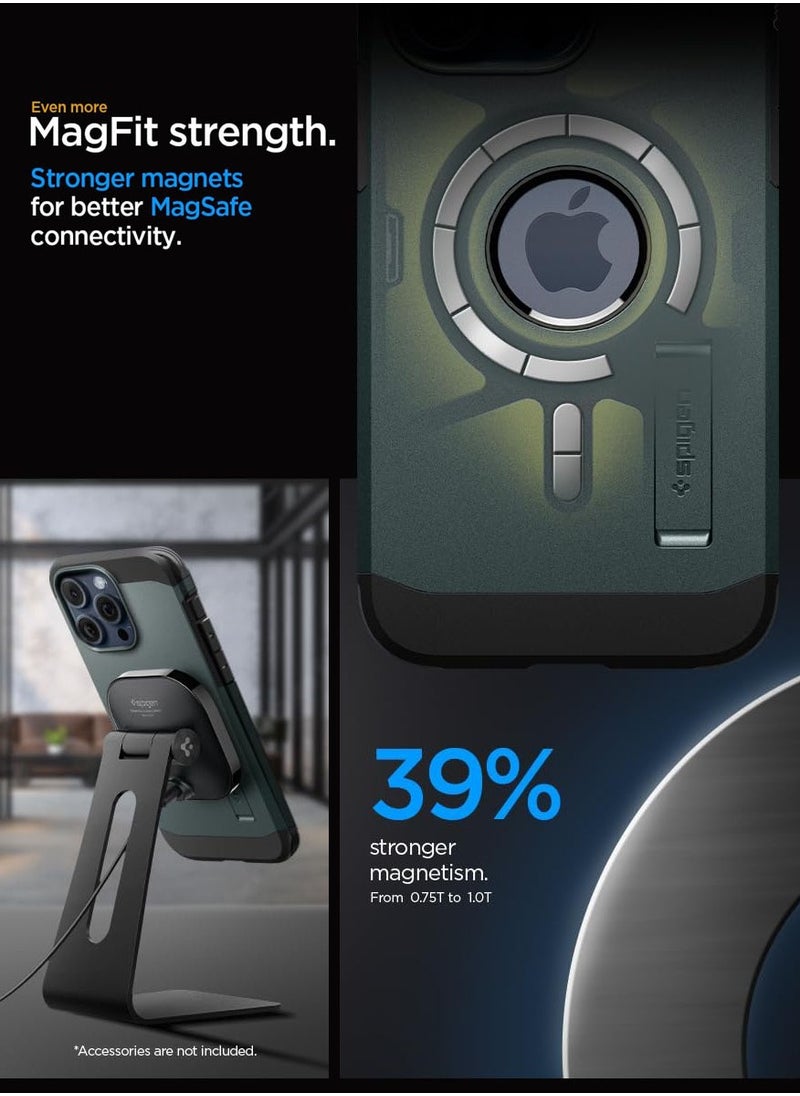 Spigen Tough Armor MagFit for iPhone 15 Pro Max Case Cover with MagSafe - Abyss Green  - Image 4
