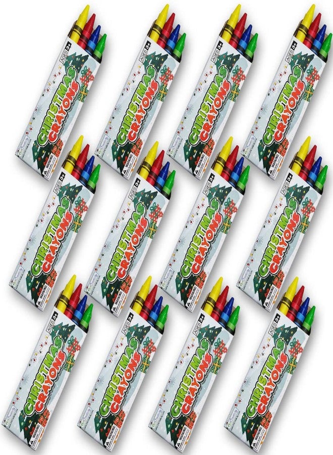 ArtCreativity Christmas Crayons for Kids (Bulk), 12 Boxes, Each Box with 4 Crayons, Great for Party Favor Bundle, Perfect for Classroom Goodie Bags, Fun Holiday Stocking Stuffers - Image 1