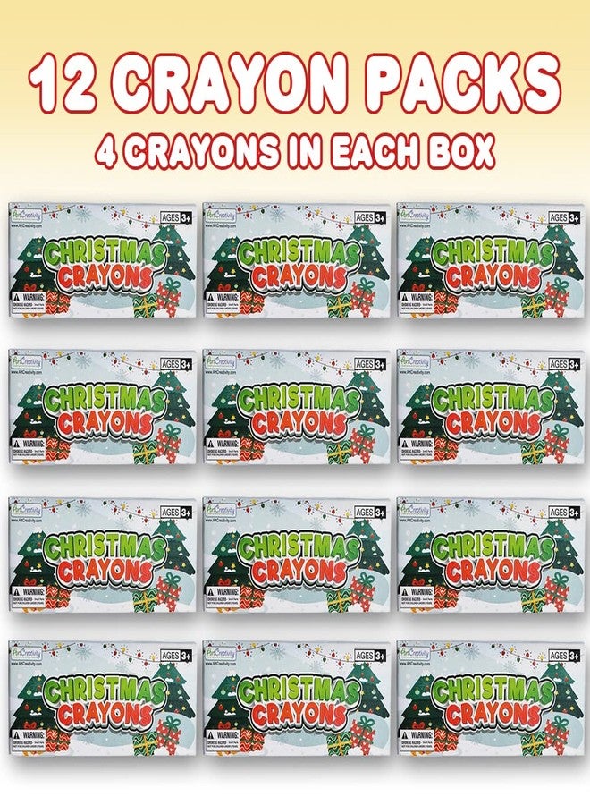 ArtCreativity Christmas Crayons for Kids (Bulk), 12 Boxes, Each Box with 4 Crayons, Great for Party Favor Bundle, Perfect for Classroom Goodie Bags, Fun Holiday Stocking Stuffers - Image 2
