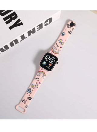 4 Pcs Kids' Cartoon Anime Printed Square Water Resistant Silicone Digital Watch - view 3
