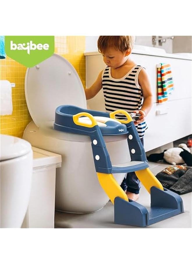 MIXDE 3-in-1 Baby Potty Seat With Ladder for Kids, Baby Potty Ladder Training Potty Chair with Splash Guard & Cushion Seat, Kids Toilet Seat, Potty Chair for 1-8 Years Boys & Girls (Blue)  - Image 3