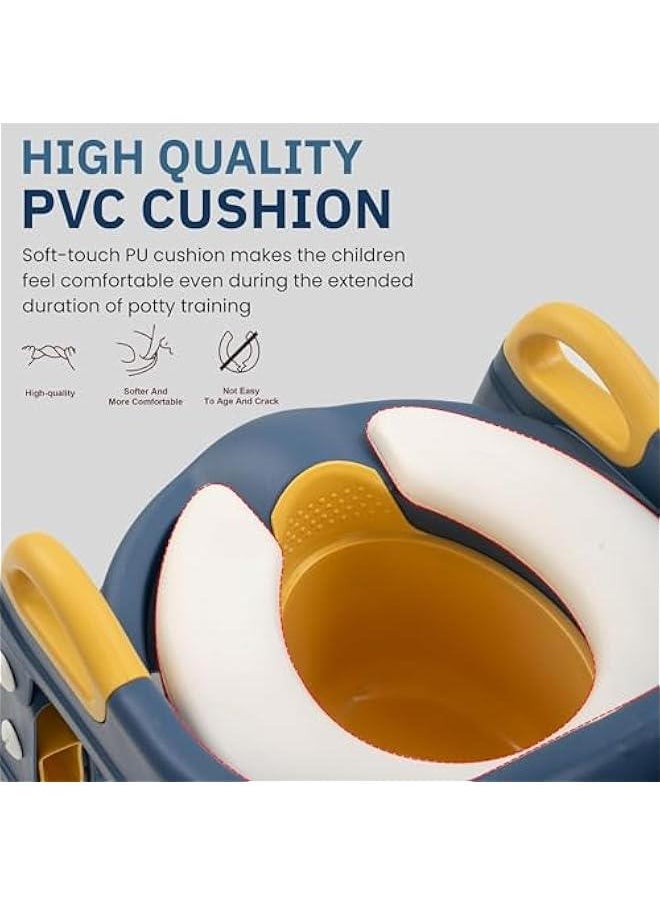 MIXDE 3-in-1 Baby Potty Seat With Ladder for Kids, Baby Potty Ladder Training Potty Chair with Splash Guard & Cushion Seat, Kids Toilet Seat, Potty Chair for 1-8 Years Boys & Girls (Blue)  - Image 4