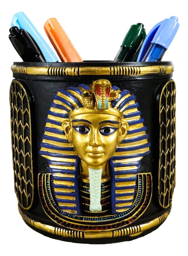Ebros Gift Classical Egyptian Royalty King Tut Pharaoh Stationery Pen Holder Figurine 4" H Office Desktop Organizer Tutankhamun Ancient Ruler Of Egypt Son Of Horus - Image 1