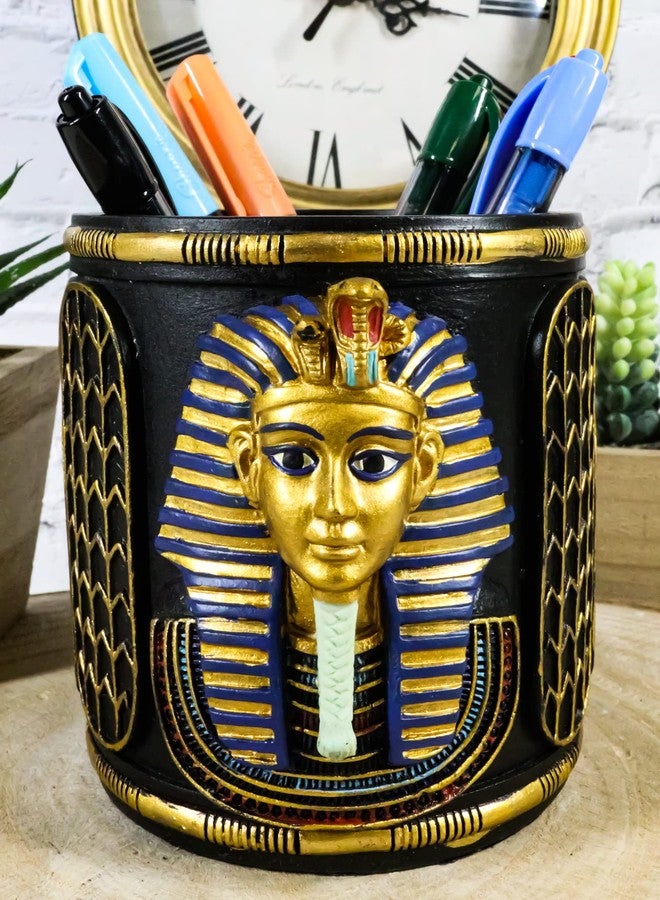 Ebros Gift Classical Egyptian Royalty King Tut Pharaoh Stationery Pen Holder Figurine 4" H Office Desktop Organizer Tutankhamun Ancient Ruler Of Egypt Son Of Horus - Image 2