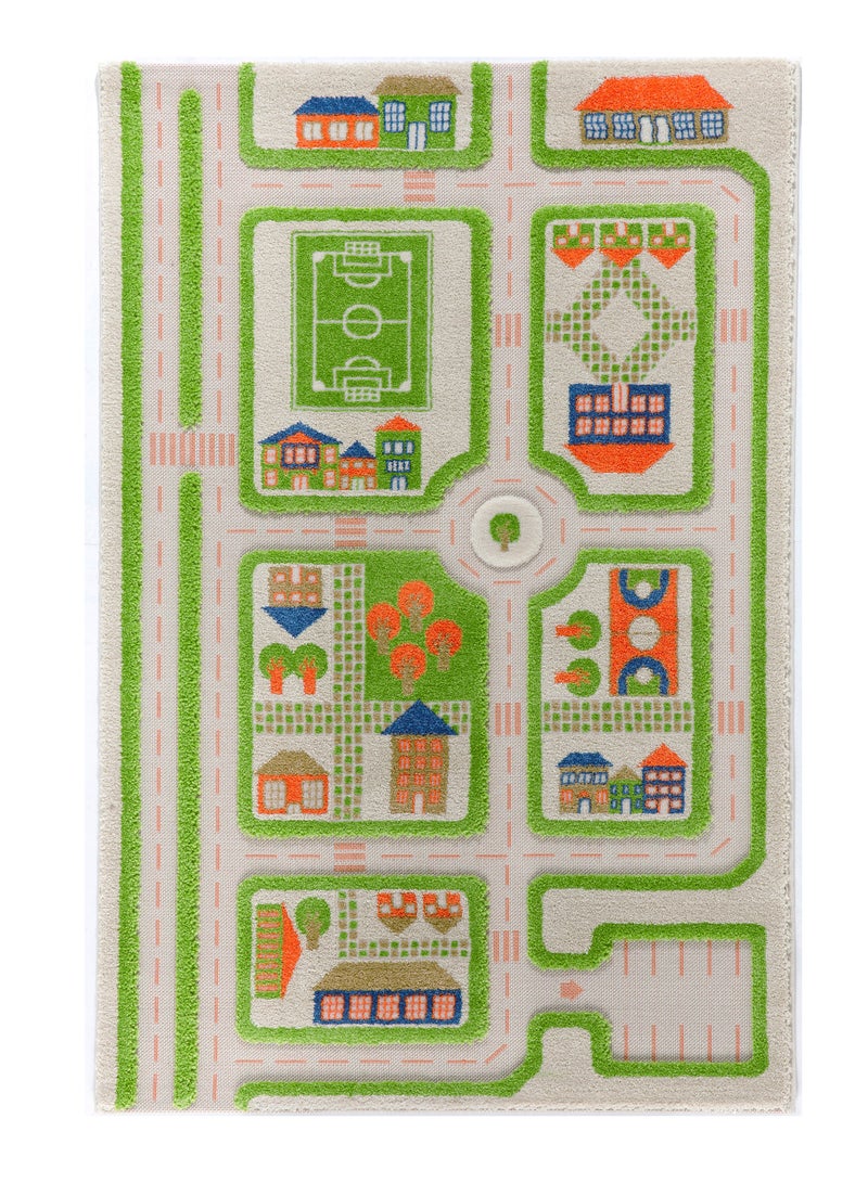 IVI 3D Play Carpet Traffic Design - Medium | Green | Activity Playmat for Kids & Children | Bedroom, Living Room, Nursery Rug | Polypropylene | Foldable | 150 cm x 100 cm - Image 1