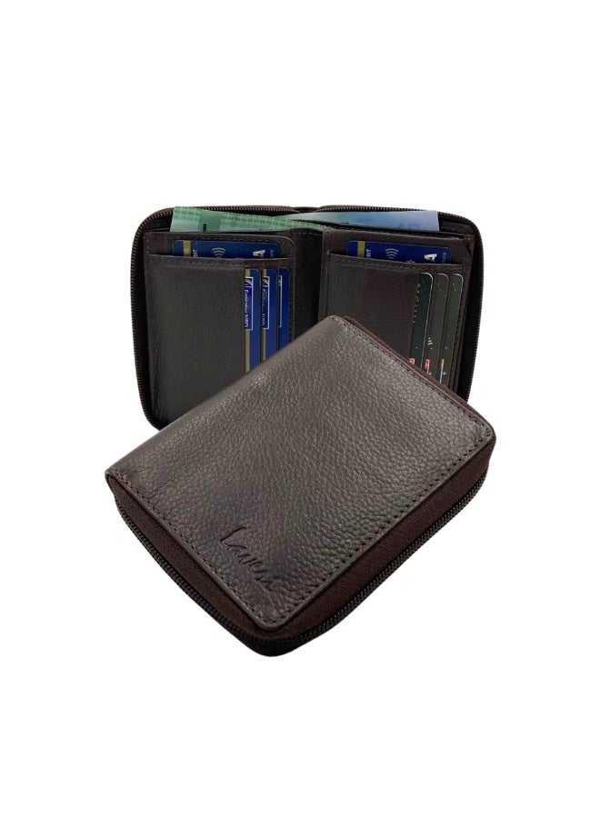 LAVERI LEATHER Pebble Texture 16 - 18 Card Billfold Full Zip Wallet - Image 1
