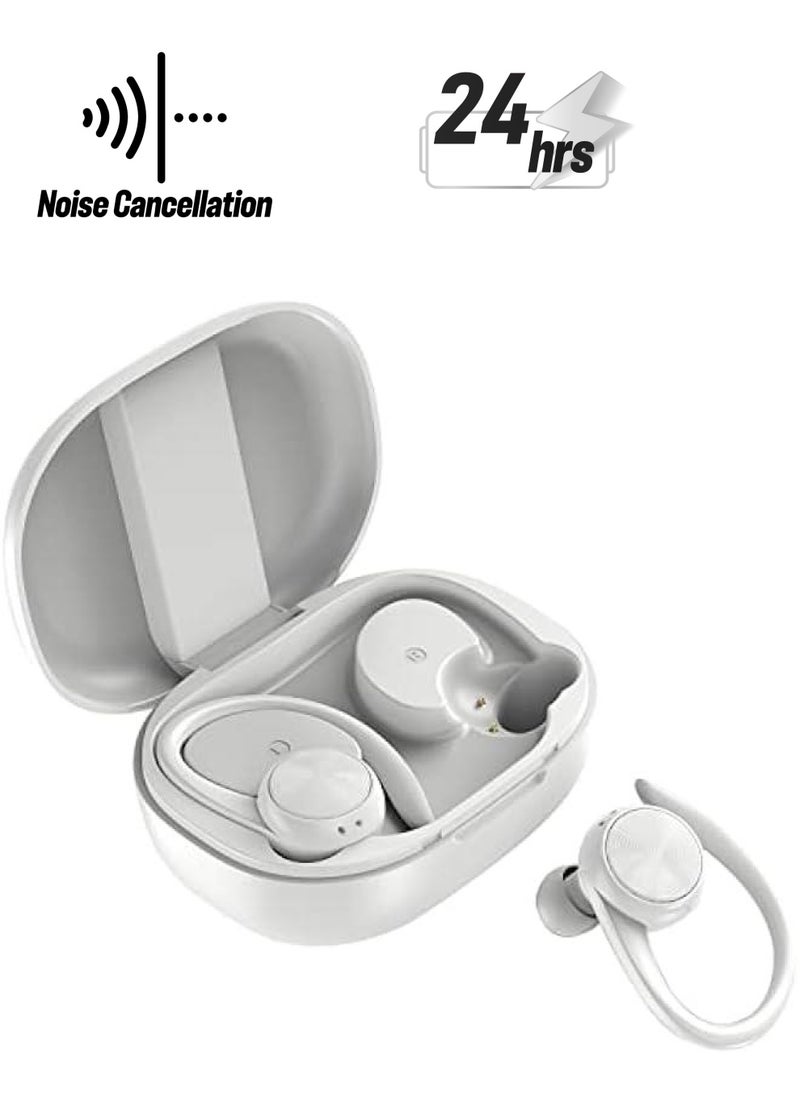 Generic Wireless Earbuds with Earhooks Bluetooth Earbuds with Ear Hook Sport Waterproof Headphones Noise Cancelling Ear Buds with Microphone Running Workout Gym Earphones LED Power Display for Android iOS  - Image 1