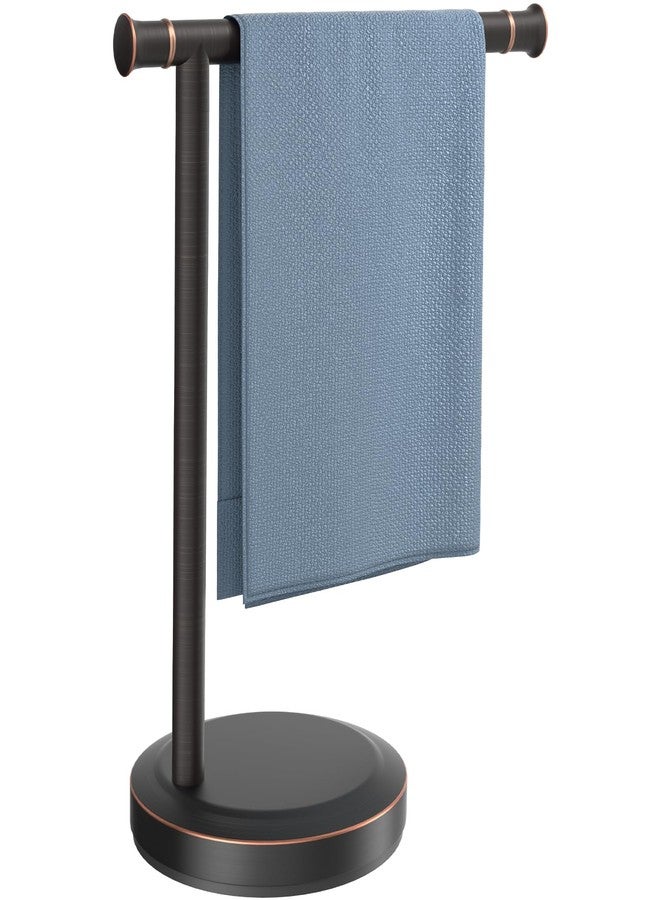 Hoimpro 13" Oil Rubbed Bronze Stand Hand Towel Holder Bathroom Kitchen Countertop Towel Rack Towel Bar Ring Free Standing Counter T Bath Accessories Freestanding Vanity Sink Hardware Stainless Steel - Image 1