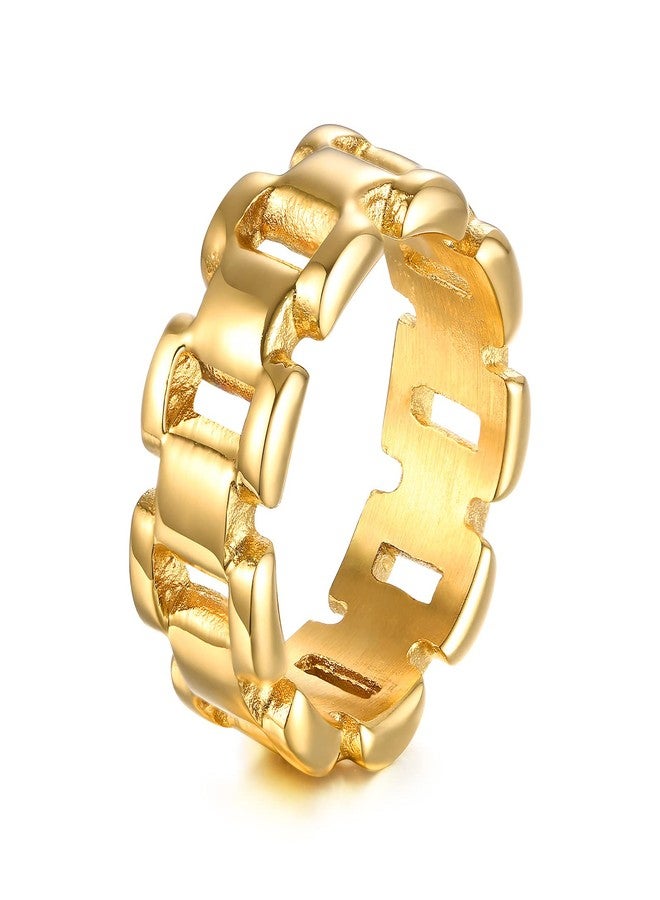 VNOX Gold Thumb Rings for Women 丨 14k Gold Plated Stainless Steel Chunky Statement Rings Link Band Ring Stackable Rings Chunky Signet Ring for Womens Jewelry Trendy,Size 8 - Image 1