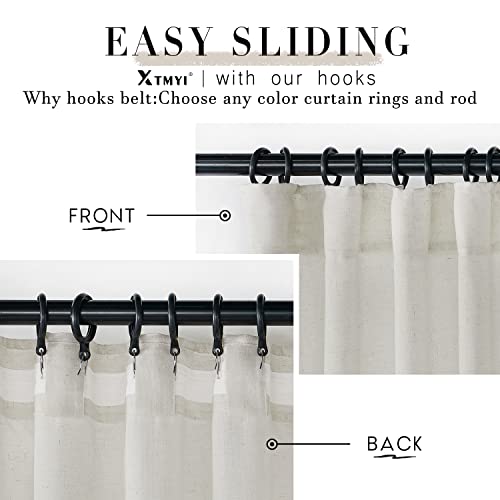 XTMYI 108 Inch Linen Curtains 2 Panels,With Heading Tape Hooks for Track System Back Tab,Stone Washed Cotton Flax Weave Sheer Extra Long Curtain for Living Room Bedroom,9FT 9 FT,Cream(Ivory/Off White) - Image 5