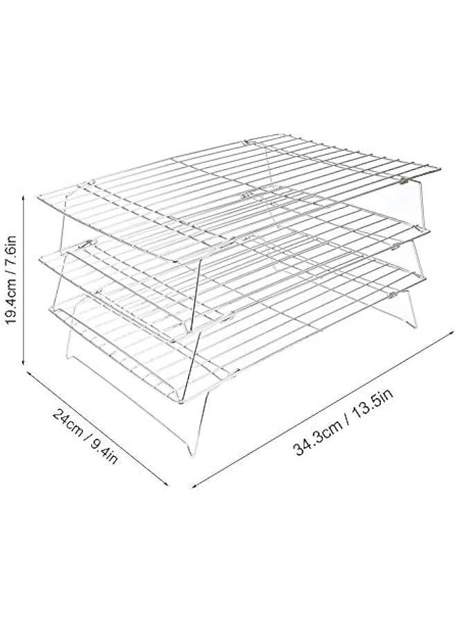 Stainless Steel Baking Rack, 3 Tier Cooling Rack, Stackable Cooling Rack Set with foldable Folding Legs for Cookies Cakes Kitchen Baking Cooking Grilling, 3 Tier Cooling Rack, Stainless Steel Bak - Image 3
