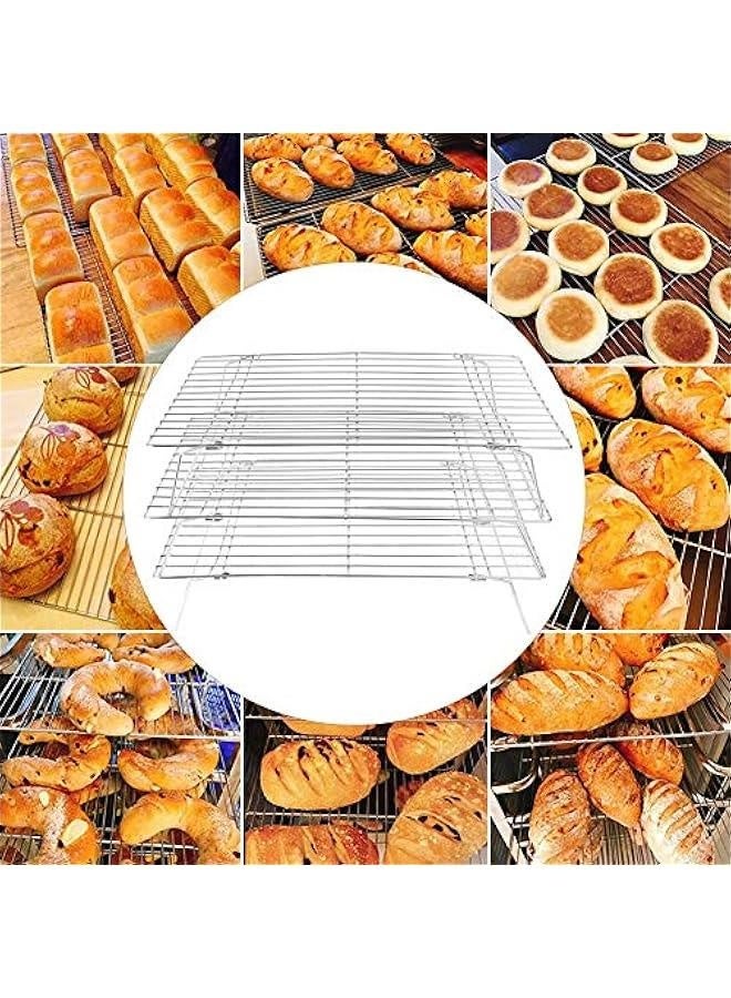 Stainless Steel Baking Rack, 3 Tier Cooling Rack, Stackable Cooling Rack Set with foldable Folding Legs for Cookies Cakes Kitchen Baking Cooking Grilling, 3 Tier Cooling Rack, Stainless Steel Bak - Image 5