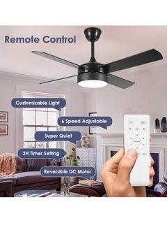 JOGAMS 52 Inch Outdoor Ceiling Fan with Light and Remote Dimmable and Modern Low Profile Ceiling Fan Lights for Indoor Bedroom Outdoor Covered Patio  - Image 4