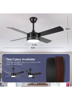 JOGAMS 52 Inch Outdoor Ceiling Fan with Light and Remote Dimmable and Modern Low Profile Ceiling Fan Lights for Indoor Bedroom Outdoor Covered Patio  - Image 3