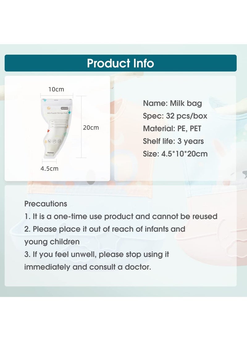 Generic - Baby Formula Storage Bag for Travel Milk Powder Dispenser Portable Infant Feeding Food Pouches Breastmilk Storage Bags 1.8oz with Temp-Sensing Doubled-Sealed Hygienically Self Standing 32pcs - Image 1