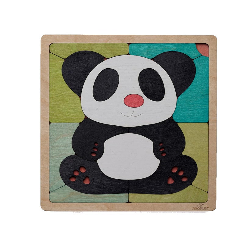 EKOPLAY Pink Nosed Panda Wooden Puzzle 19 Pieces Jigsaw Puzzle Endangered Animals for Kids 3 Years and Above - Image 2