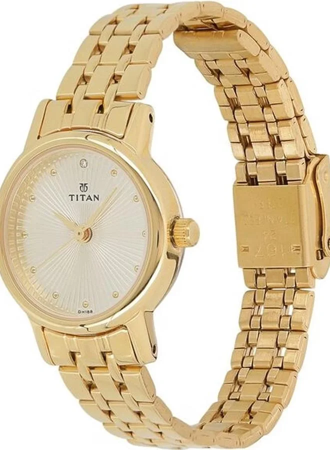 TITAN Women's Analog Display Watch With Gold Stainless Steel Strap - 2593YM01