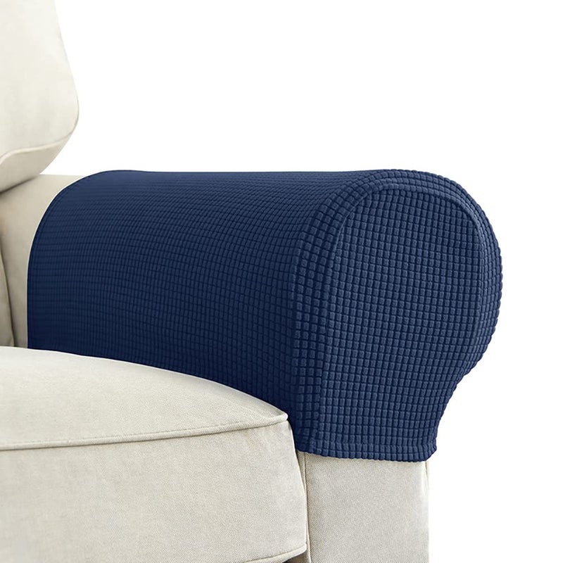 Chaexii Premium Polyester Sofa Arm Cover Scratch Resistant Protector Covers Washable Elastic Armrest Covers for SquareCurvedSloping Couch Armrests 2Pcs Navy Blue