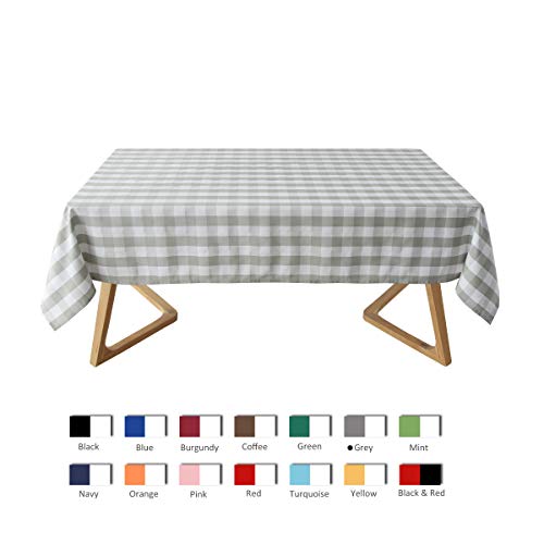 maxmill Rectangle Checkered Tablecloth Waterproof Spillproof Wrinkle Resistant Buffalo Plaid Heavy Weight Table Cloth Gingham Table Cover for Outdoor and Indoor Use, 52 x 70 Inch Grey and White - Image 3