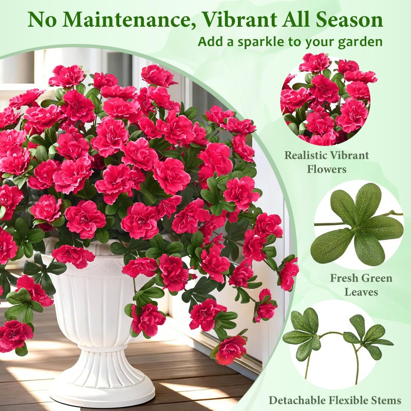 Dolicer Artificial Flowers for Outdoors, 2 Bundles UV Resistant Fake Red Artificial Outdoor Plants Look Real for Outside Front Faux Door Porch Patio Balcony Decor - Image 4