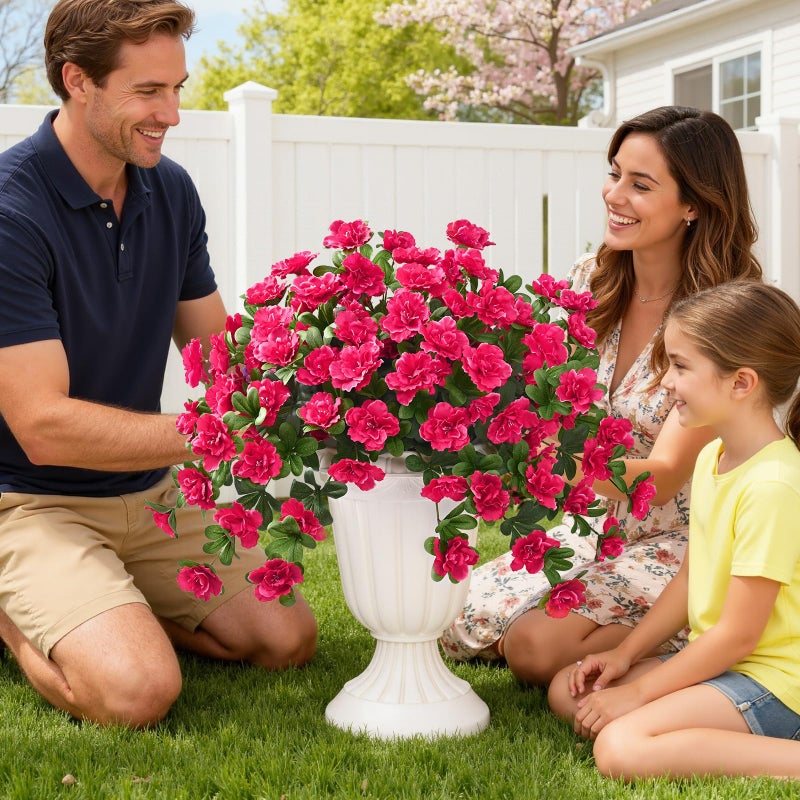 Dolicer Artificial Flowers for Outdoors, 2 Bundles UV Resistant Fake Red Artificial Outdoor Plants Look Real for Outside Front Faux Door Porch Patio Balcony Decor - Image 5