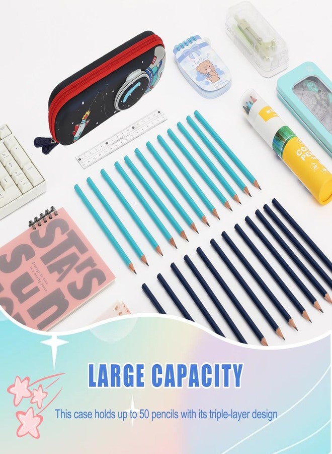Kouxunt Pencil Case for Girls Boys, Waterproof 3D Large Capacity Portable Cartoon Pencil Box Organizer for Kids Elementary School (Astronaut Black) - Image 4