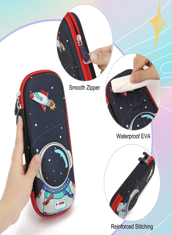 Kouxunt Pencil Case for Girls Boys, Waterproof 3D Large Capacity Portable Cartoon Pencil Box Organizer for Kids Elementary School (Astronaut Black) - Image 5