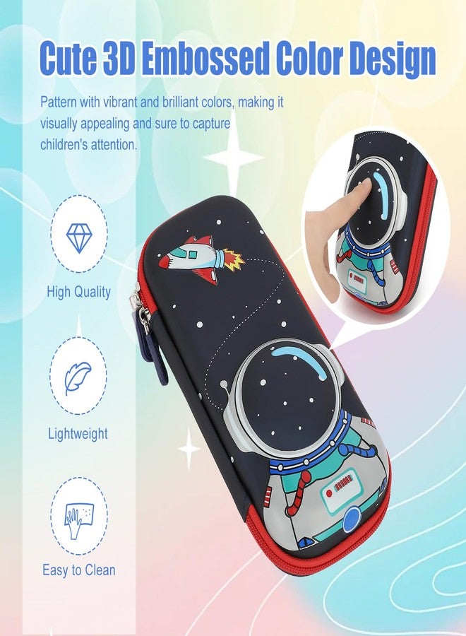 Kouxunt Pencil Case for Girls Boys, Waterproof 3D Large Capacity Portable Cartoon Pencil Box Organizer for Kids Elementary School (Astronaut Black) - Image 3