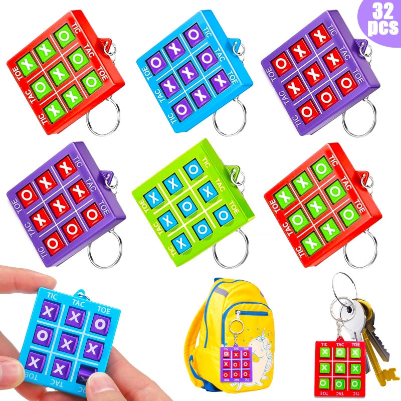 Basytodio 32PCS Tic Tac Toe Game Birthday Party Favors Goodie Bags Stuffers for Kids 35 48 812 Summer End of Year Student Gifts from Teacher Classroom Treasure Carnival Prize Box Return Gift Pinata Keychain - Image 2