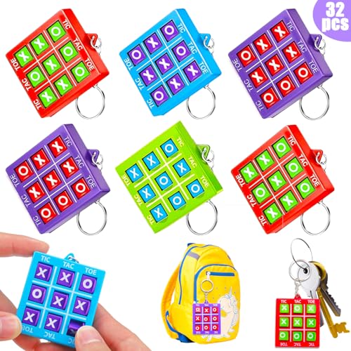 Basytodio 32PCS Tic Tac Toe Game Birthday Party Favors Goodie Bags Stuffers for Kids 35 48 812 Summer End of Year Student Gifts from Teacher Classroom Treasure Carnival Prize Box Return Gift Pinata Keychain - Image 1