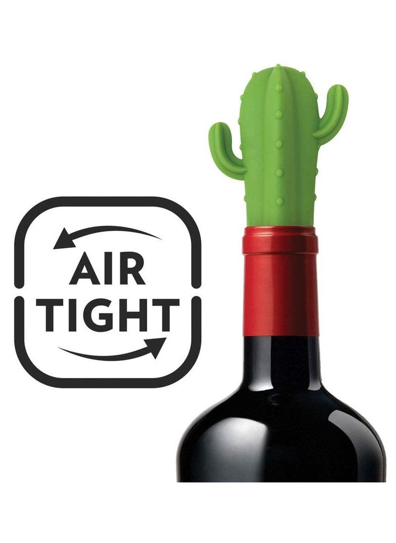 SYOSI - Wine Stoppers, Cactus Funny and Reusable Silicone Bottle Caps Decorative Wine Sealer Preserver Accessory Set(2 Pack) - Image 1
