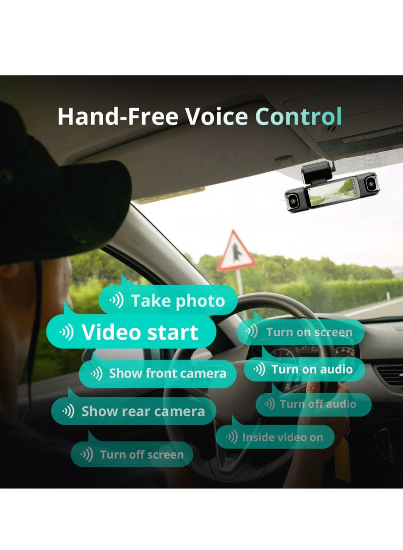 بوتسلاب كاميرا سيارة 3K 4 قنوات من بوتسلاب، رؤية شاملة 360 درجة، كاميرا سيارة امامية وخلفية مع شاشة لمس 3.18 انش، كاميرا سيارة 7/24 وضع وقوف السيارات 7/24، نظام تحديد المواقع مدمج، رؤية ليلية واي فاي 5.8G - Image 4