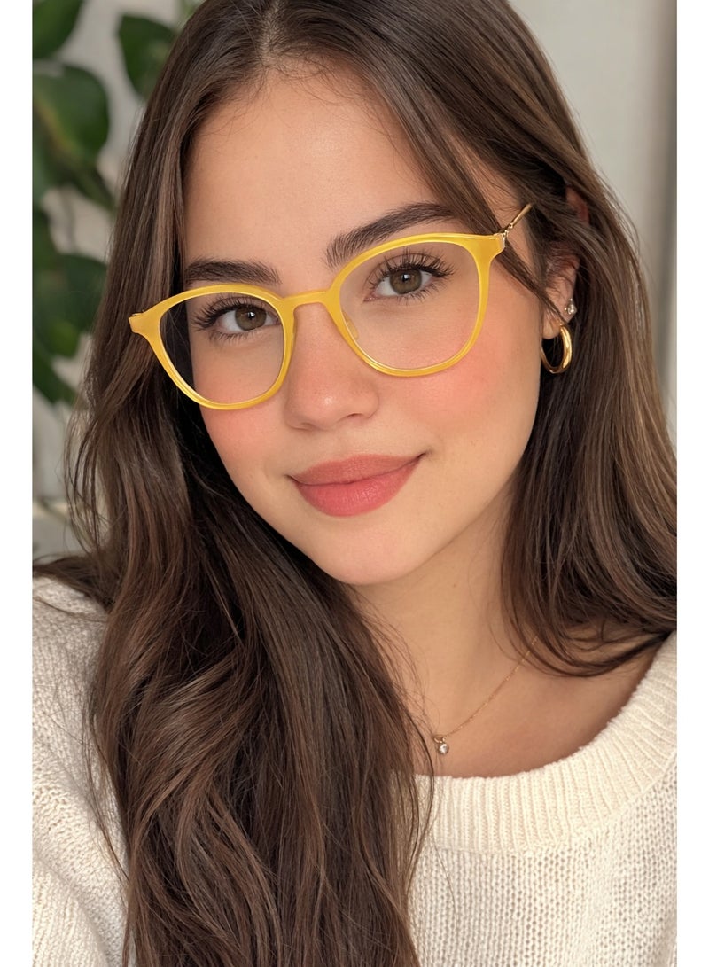 نظارة طبية بإطار أصفر دائري أنيق – تصميم عصري وخفيف - Image 1