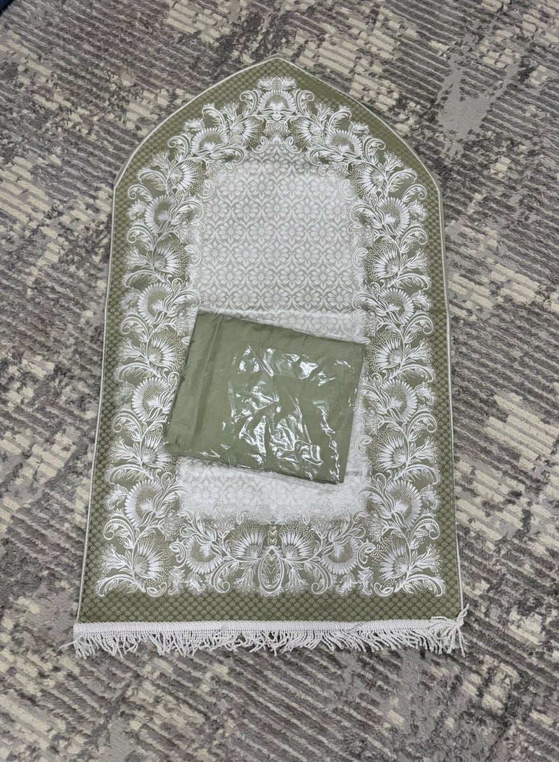 Embroidered jacquard prayer rug with Jalal open prayer sheet - Image 1