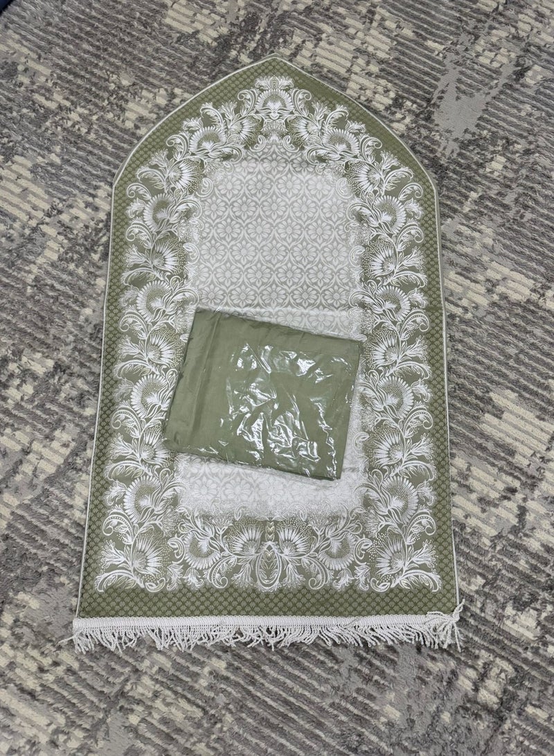 Embroidered jacquard prayer rug with Jalal open prayer sheet - Image 2