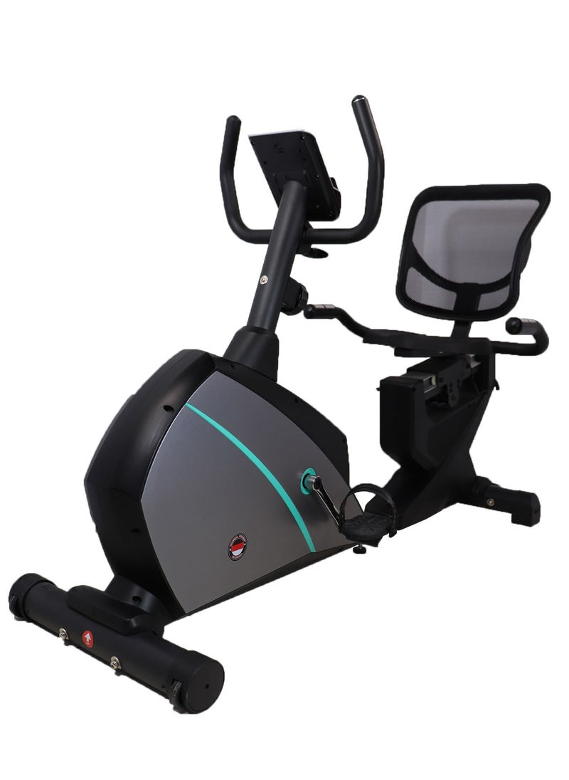 Marshal Fitness - Heavy Duty Magnetic Recumbent Bike Exercise Bike, 150kgs Capacity, Monitor, Pulse Rate Monitoring Lazy Exercise Bike - Image 1