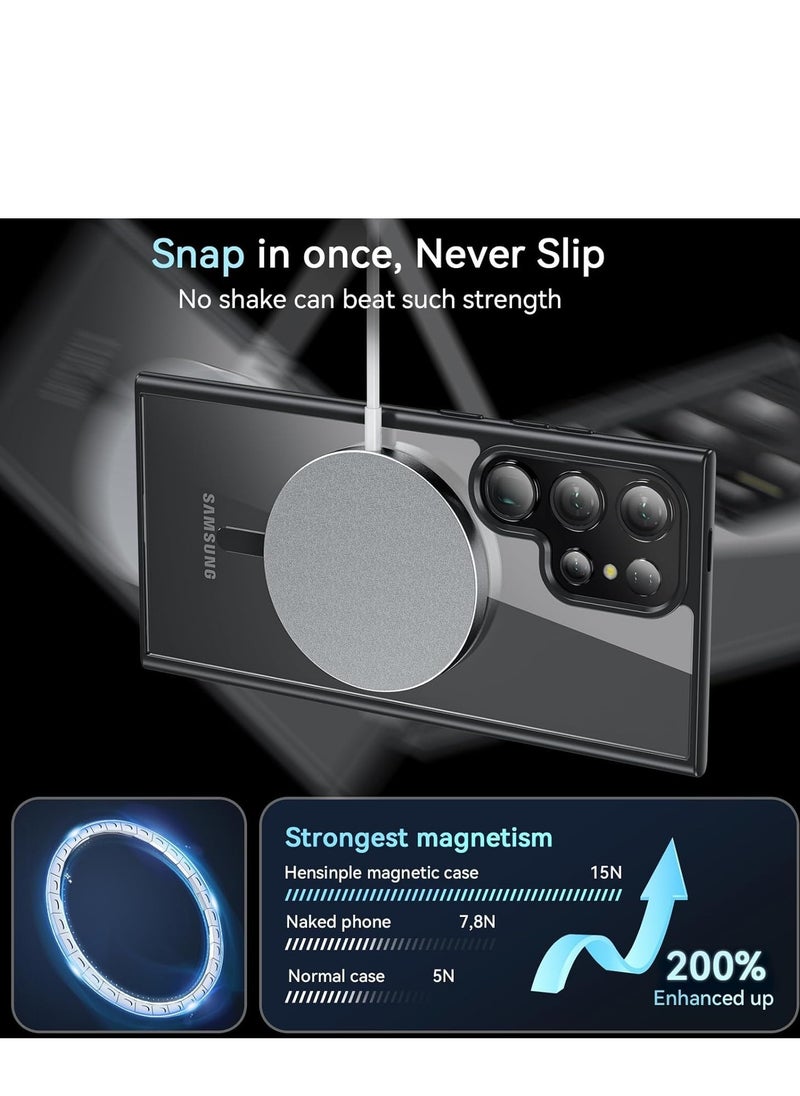 Generic Magnetic Case for Samsung Galaxy S22 Ultra Case [Compatible with MagSafe] [Shockproof Military Grade], Transparent Back Slim Bumper Cover Phone Case Samsung S22 Ultra (black)  - Image 4