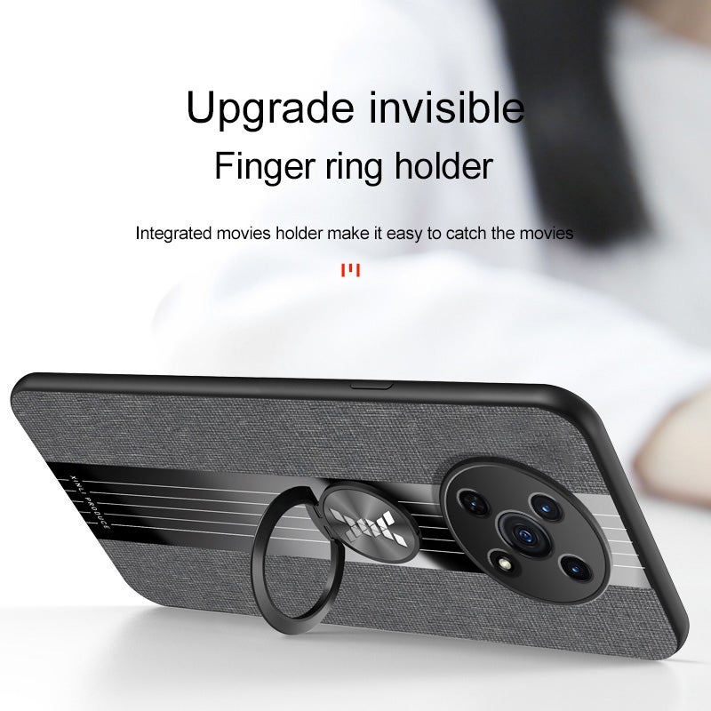 HuHa Protective Cover For Honor X30 XINLI Stitching Cloth Textue TPU Phone Case with Ring Holder(Brown) - Image 3