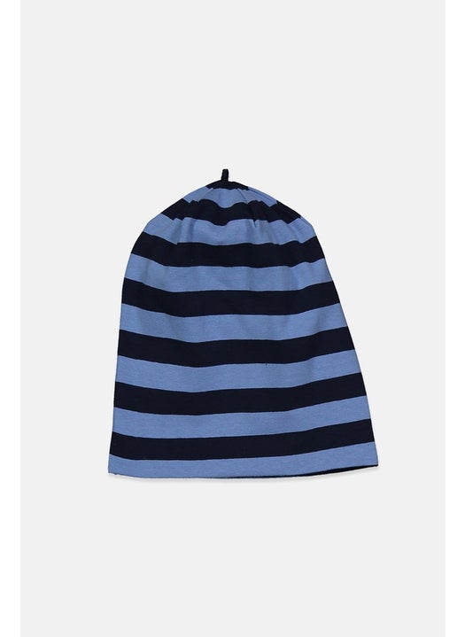 Toddler Boys Reversible Striped Hat, Blue