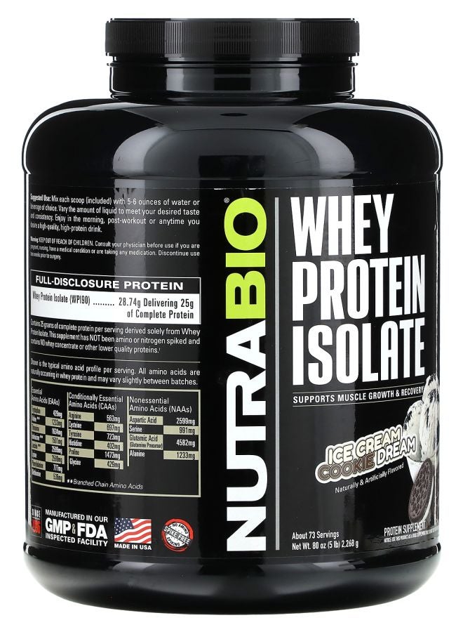 NutraBio Whey Protein Isolate Ice Cream Cookie Dream 5 lb (2268 g) - Image 2