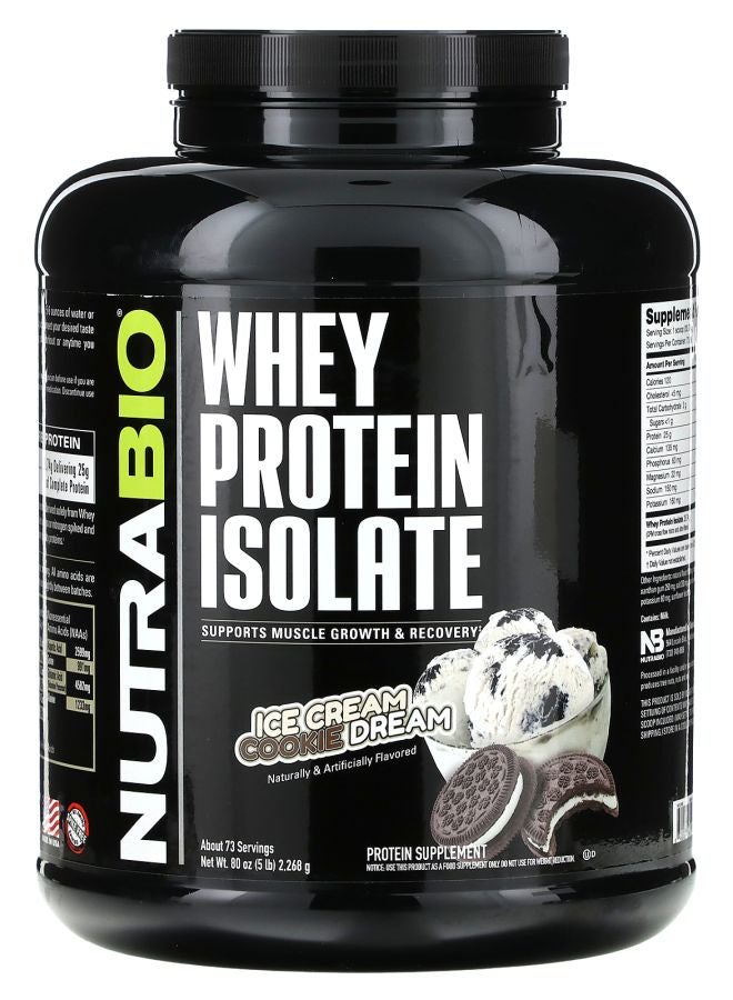 NutraBio Whey Protein Isolate Ice Cream Cookie Dream 5 lb (2268 g) - Image 1