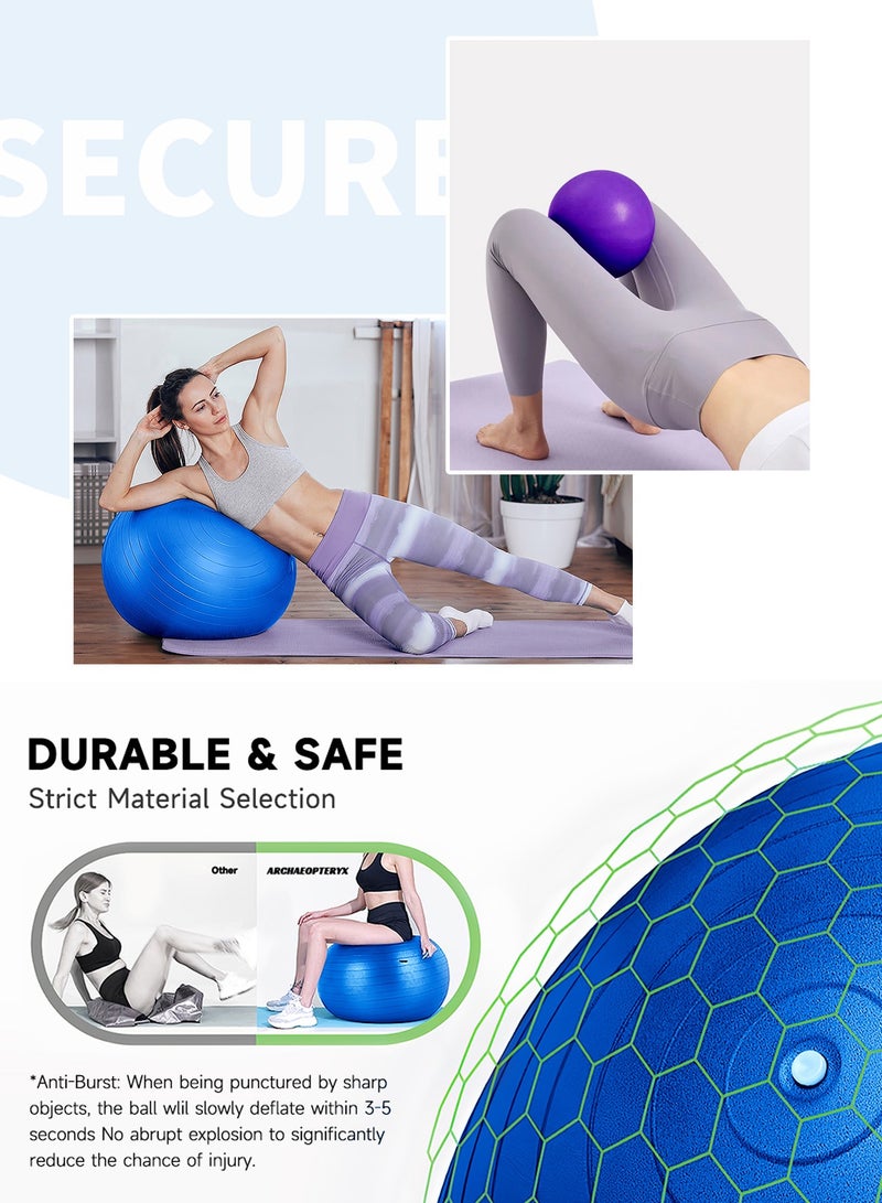 HomKawt 2 PCS Yoga Ball Fitness Ball, Explosion-proof and Sliding Balance Yoga Ball Chair for Yoga Pilates Childbirth Pregnancy with Quick Inflation Pump (25 & 65cm) - Image 3